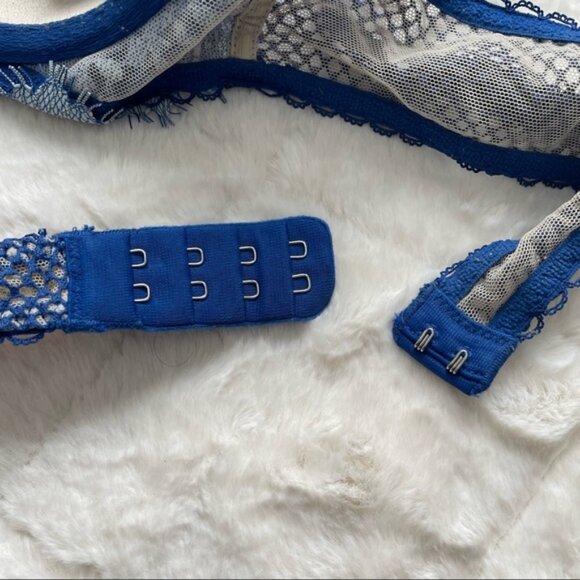 Victoria's Secret | Blue Floral Bling Dream Angels Lined Demi Bra | Size 36B - Picture 9 of 12